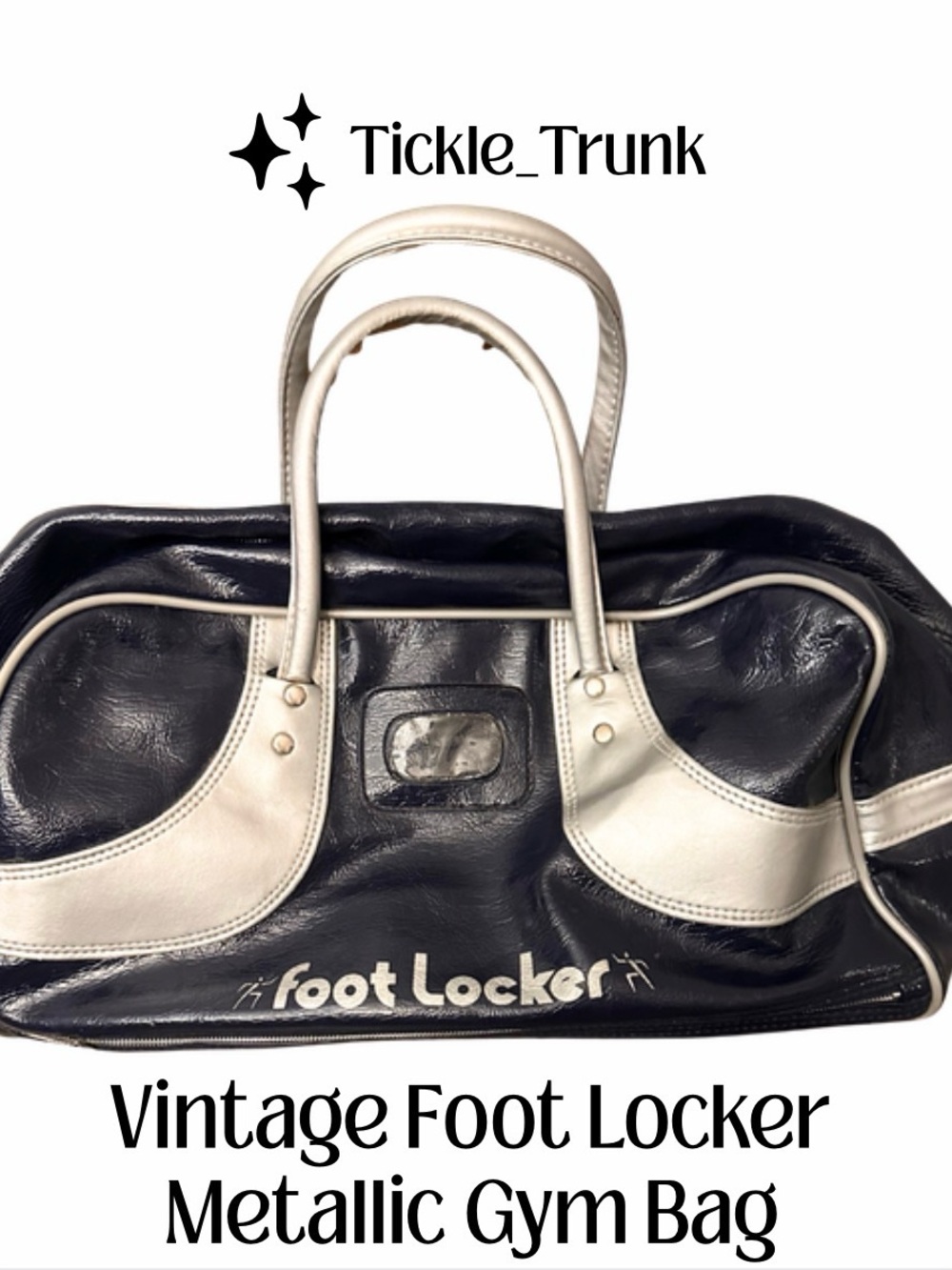 Vintage Foot Locker Metallic Gym Bag - Navy & Metallic Silver